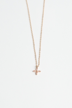 Necklace Gold Pink Flower Pendant